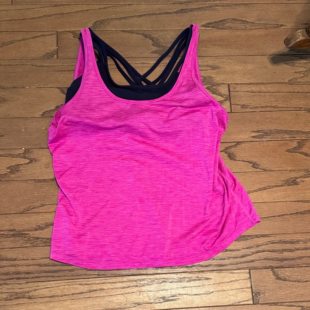 Zella Pink and Black Strappy Tank Top